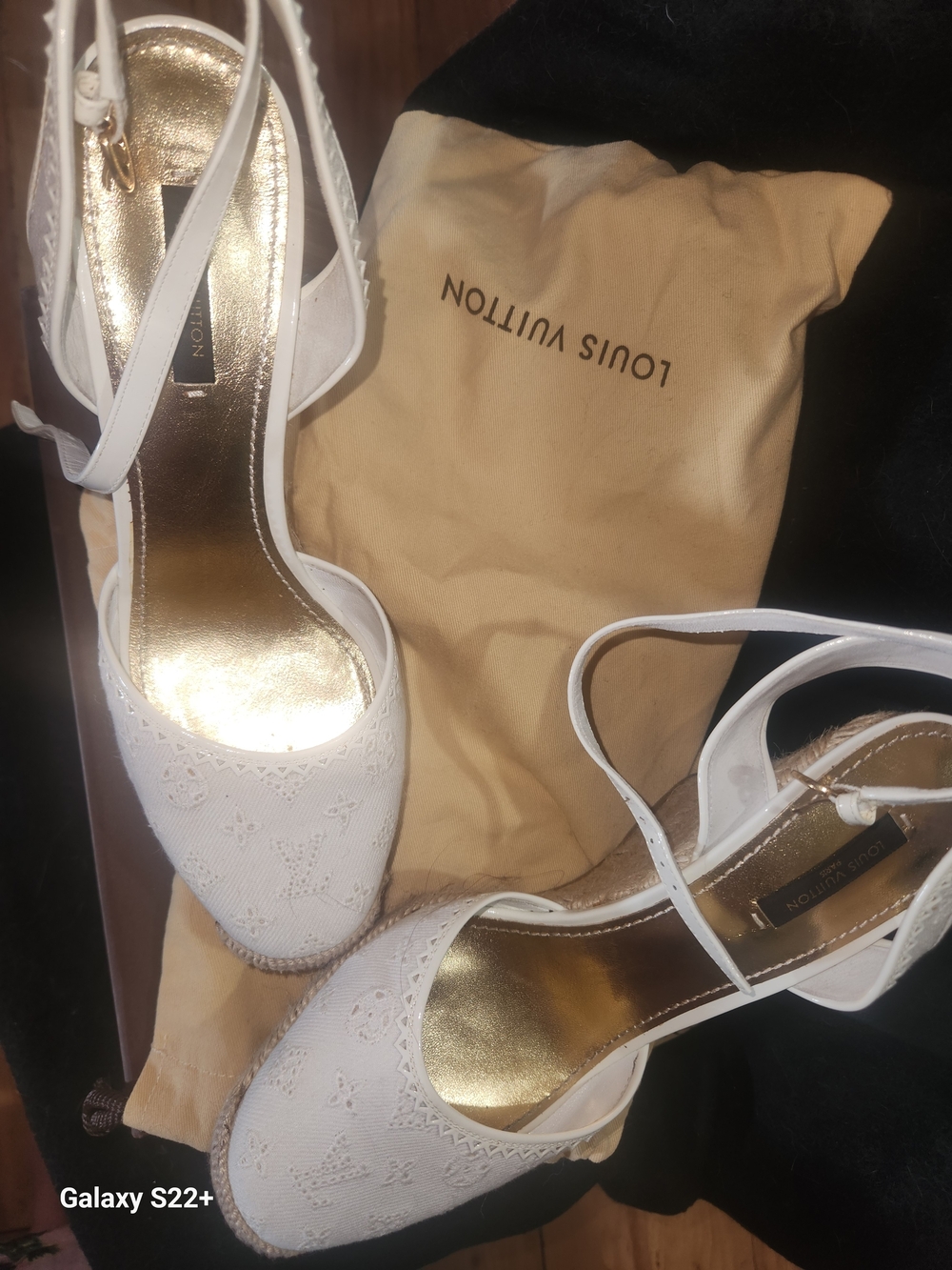 Louis Vuitton Women's White Espadrille Wedge Sandals